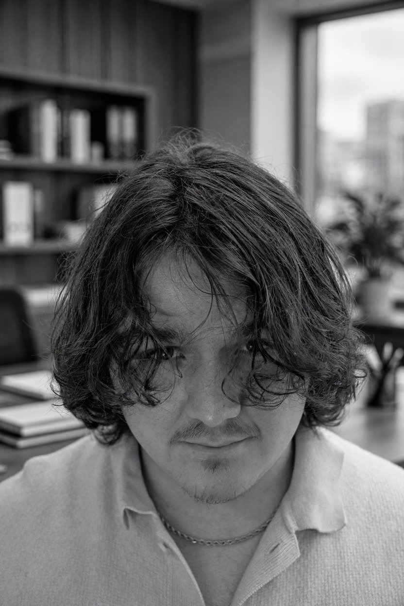Black-and-white portrait of Aaron Hall, Raleigh photographer and videographer